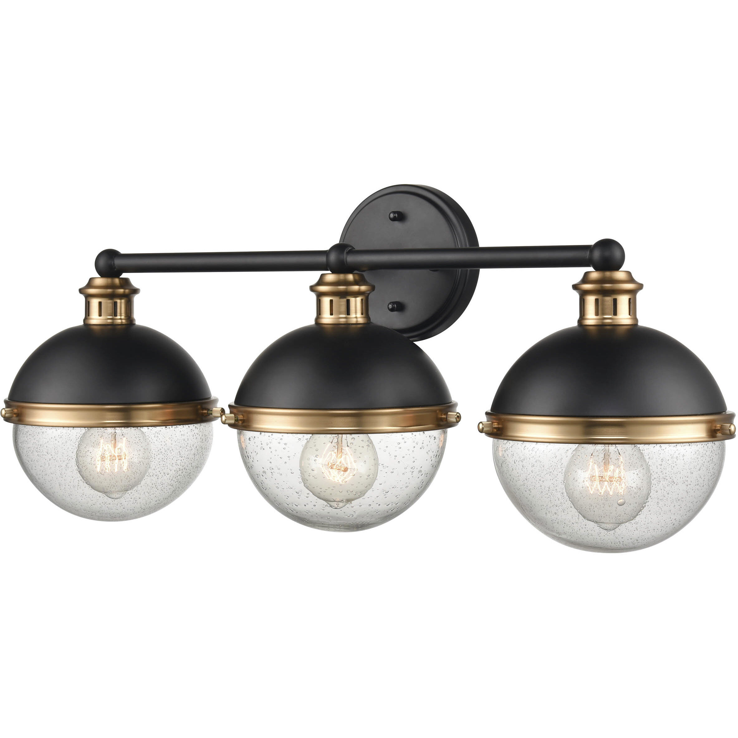 Ellmira 3 Light 24 inch Matte Black/Aged Brass Bathroom Vanity Light Wall Light